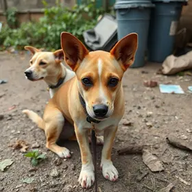 cães descartados no lixo